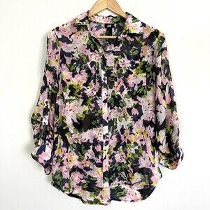 H&M Floral Button Down Blouse, Size 2